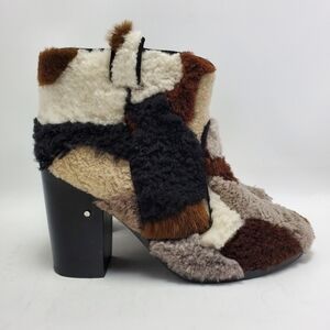 Laurence Dacade Pete Patchwork Shearling Fur Bootie Size 38.5